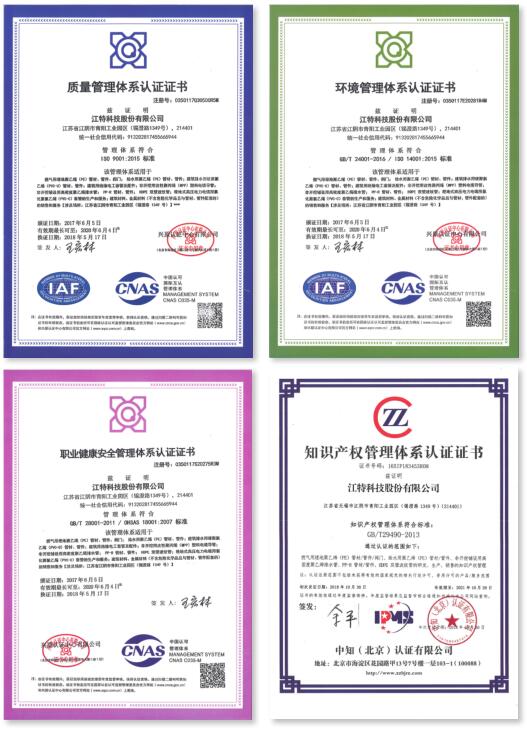  三體系認(rèn)證證書